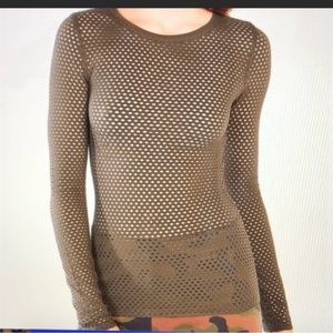 BCBG MaxAzria Leander mesh long sleeve top